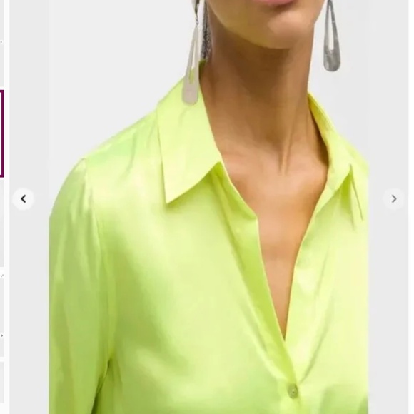 L'Agence Neon Citrus Tyler Silk Blouse Size M - Picture 2 of 5